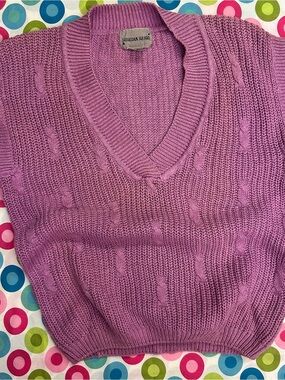 Vintage 80s/90s Sheridan Square Lilac Cable Knit Sweater Vest